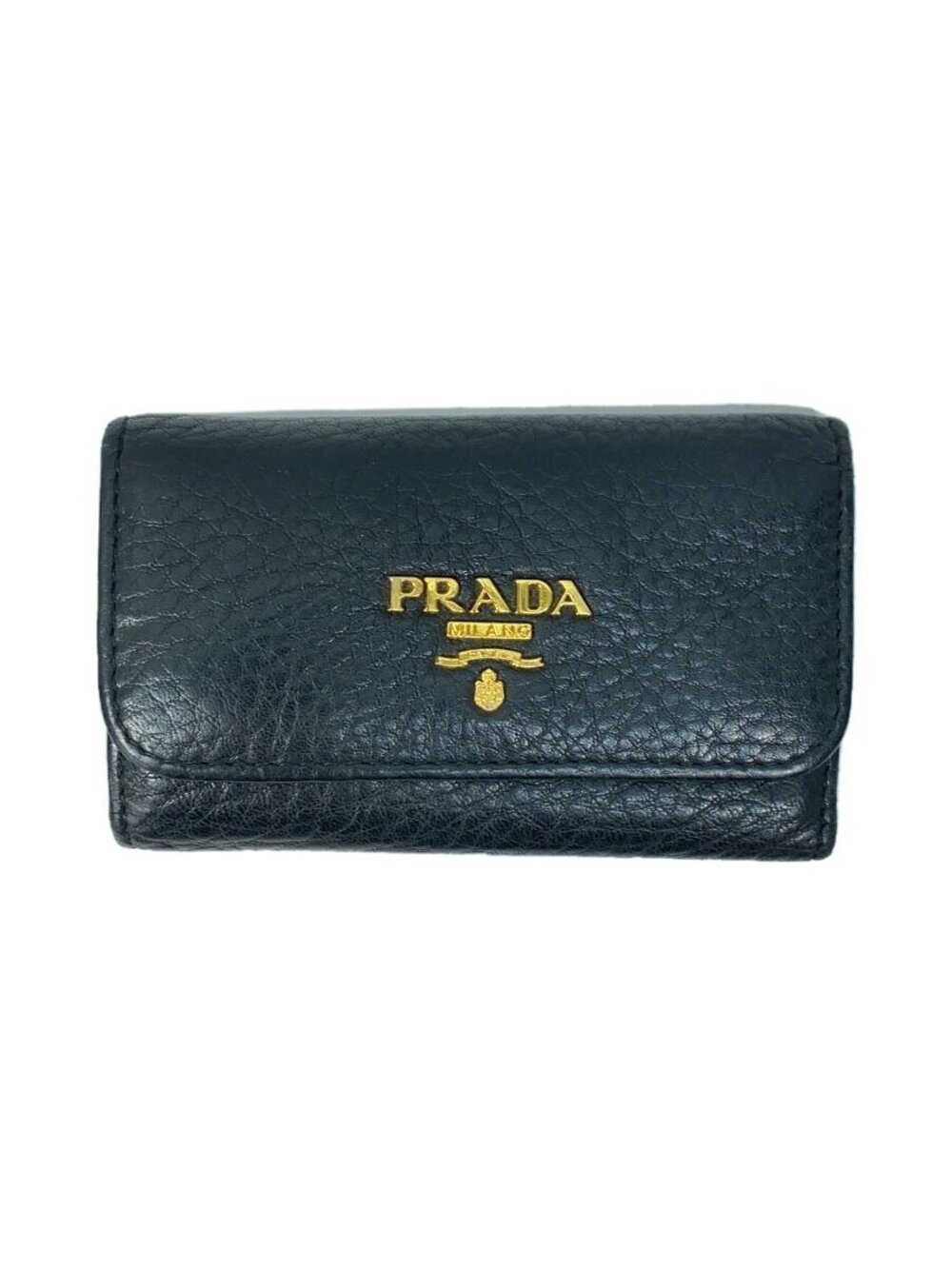 Prada Key Case Wallet Cowhide Leather Black